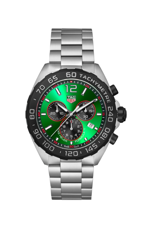 TAG Heuer Formula 1 Green Dial Stainless Steel Mens Quartz Chronograph Watch CAZ101AP.BA0842