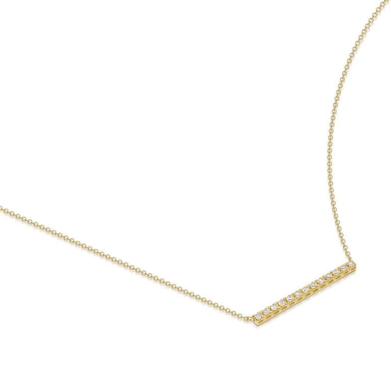 18ct Gold 0.40ct Diamond Set Bar Pendant Necklace