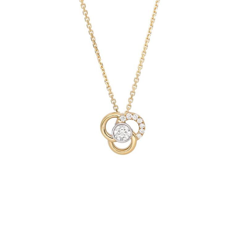18ct Gold Forget-Me-Knot Diamond Set Openwork Pendant Necklace
