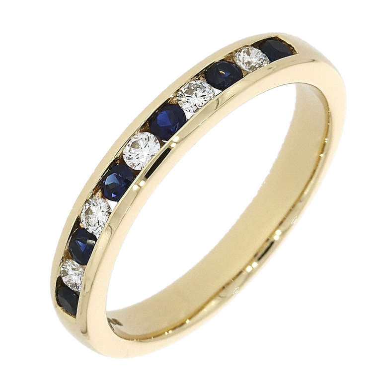 18ct Gold Sapphire & Diamond Channel Set Half Eternity Ring