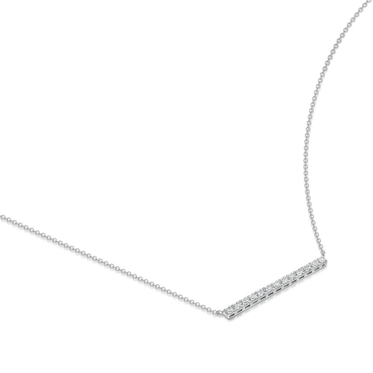 18ct White Gold 0.73ct Diamond Set Bar Pendant Necklace