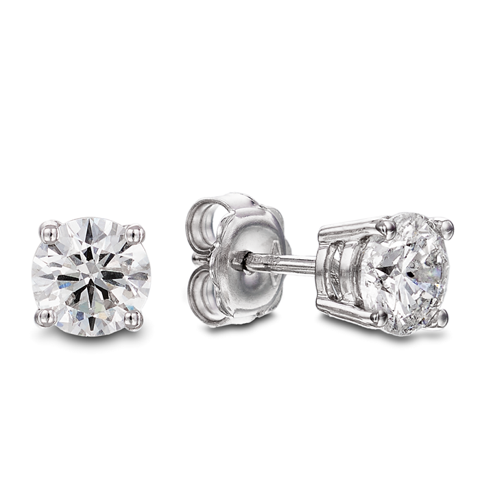 18ct White Gold 4 Claw Set 0.80ct Triple X Diamond Stud Earrings