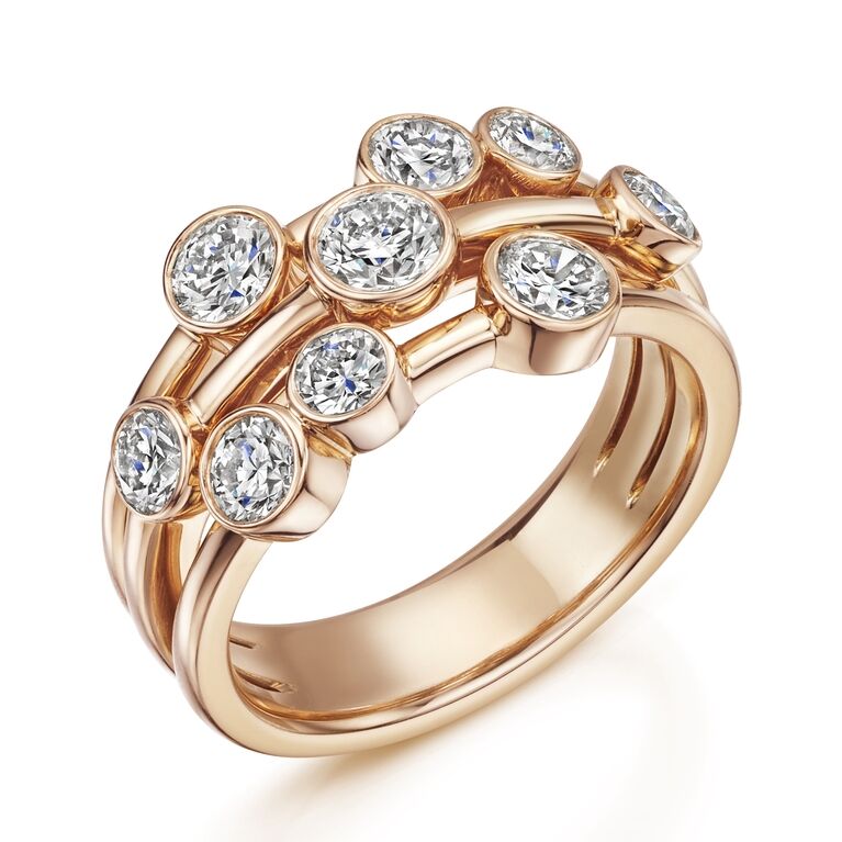 18ct Yellow Gold Diamond Set Bubble Dress Ring