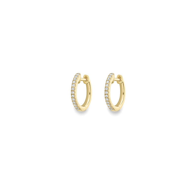 9ct Gold Claw Set Diamond Hoop Earrings (10mm)