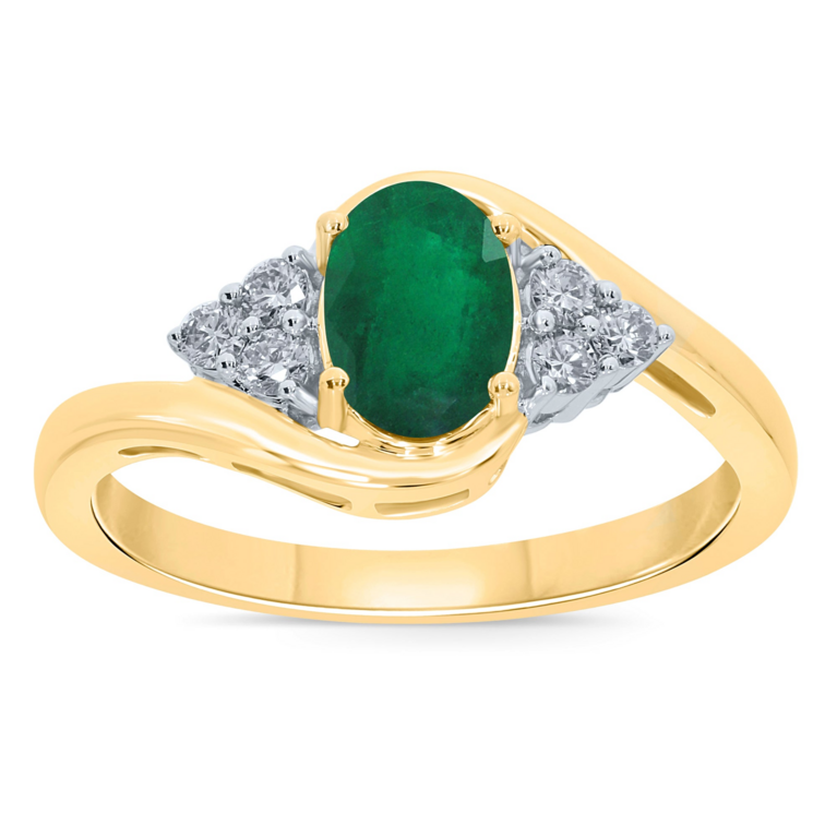 9ct Gold Emerald & Diamond Set Dress Ring
