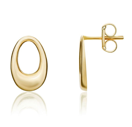 9ct Gold Open Oval Stud Earrings