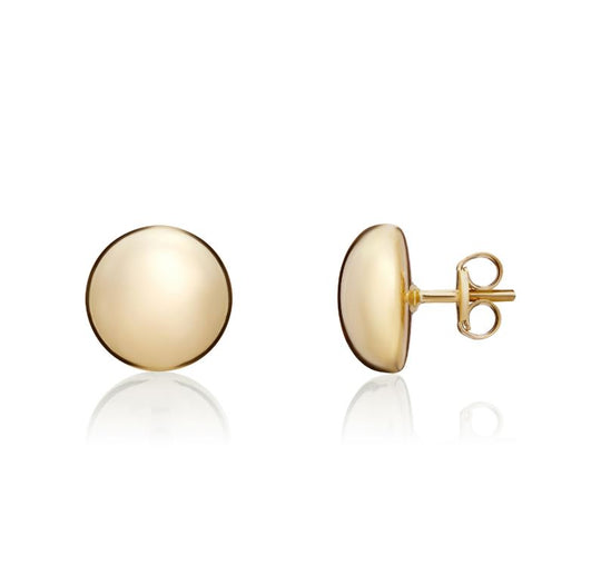 9ct Gold Polished Button Round Stud Earrings