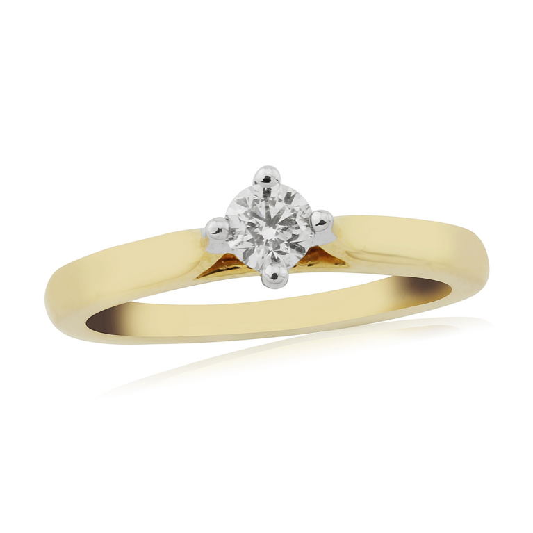 9ct Gold Solitaire 4 Claw Set 0.25ct Single Stone Diamond Ring
