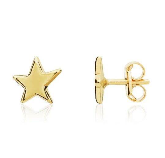 9ct Gold Star Polished Stud Earrings