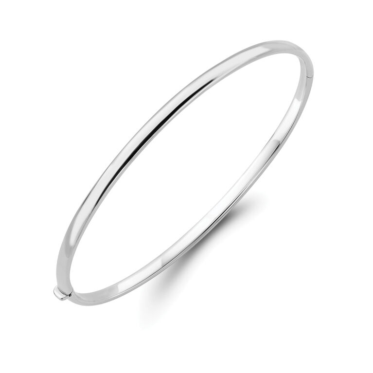 9ct White Gold Oval Hinged Bangle