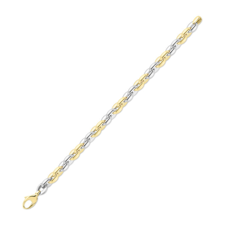 9ct Yellow & White Gold Squared Oval Link Bracelet
