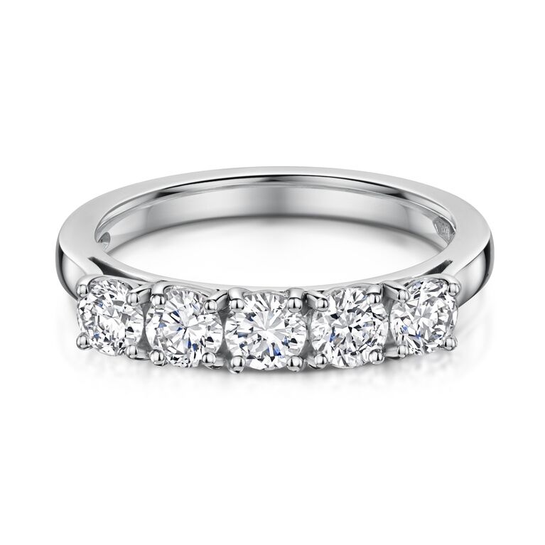 Platinum Claw Set Diamond 0.56ct Five Stone Half Eternity Ring