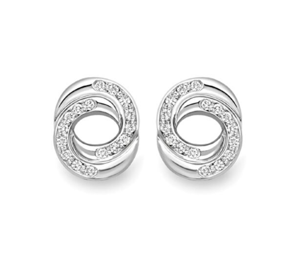 Platinum Diamond Set Openwork Twist Circle Stud Earrings