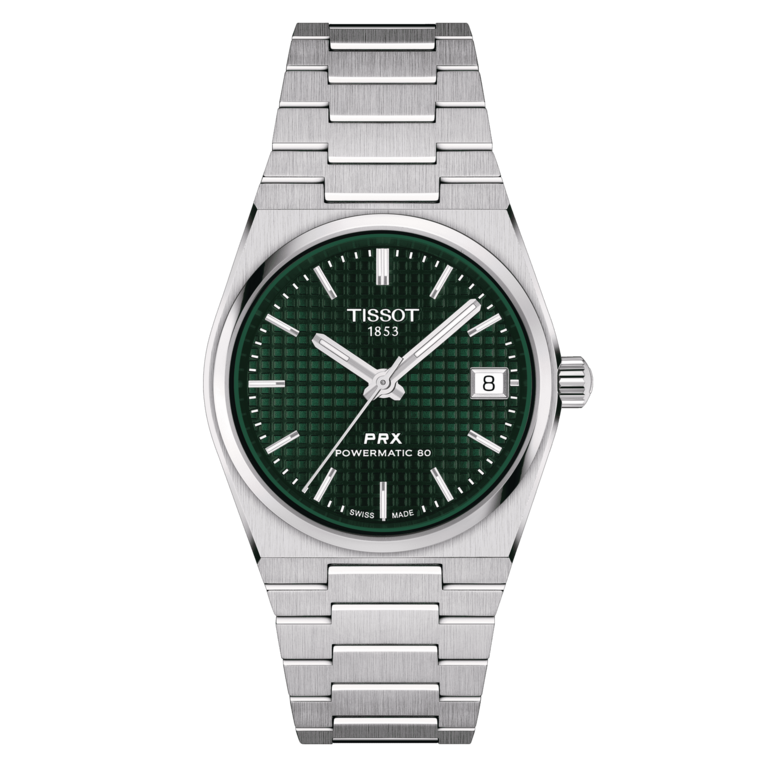 Tissot PRX Green Dial Stainless Steel Powermatic 80 Womens Watch T1372071109100
