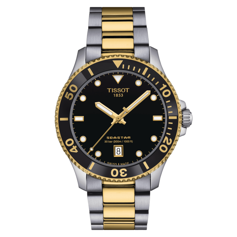 Tissot Seastar 1000 Black Dial Two Tone Unisex Quartz Watch T1204102205100