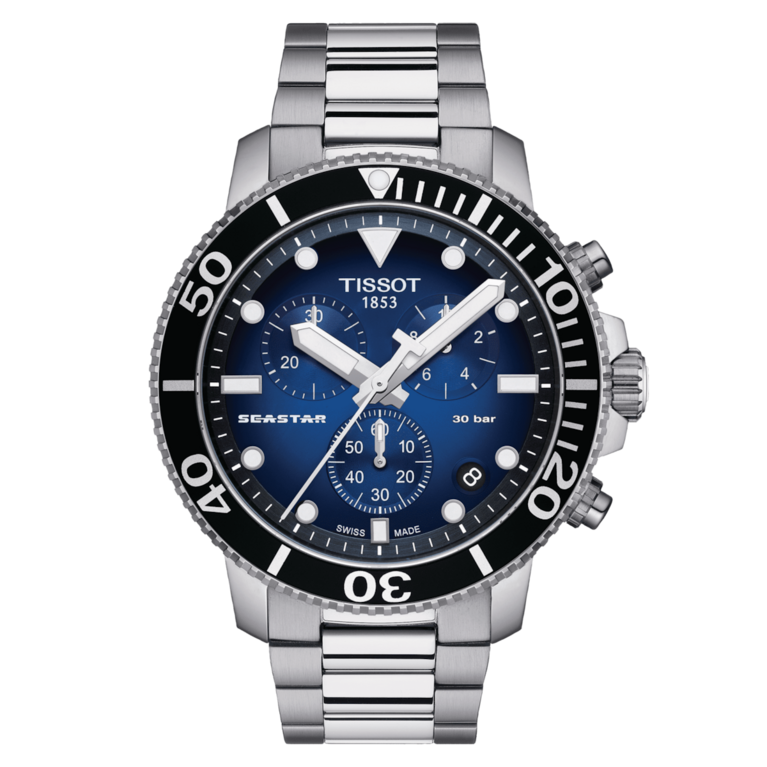 Tissot Seastar 1000 Blue Fade Dial Stainless Steel Mens Quartz Chronograph Watch T1204171104101