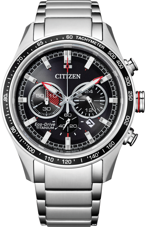 Citizen Eco-Drive Black Dial Super Titanium Mens Chronograph Watch CA4491-82E