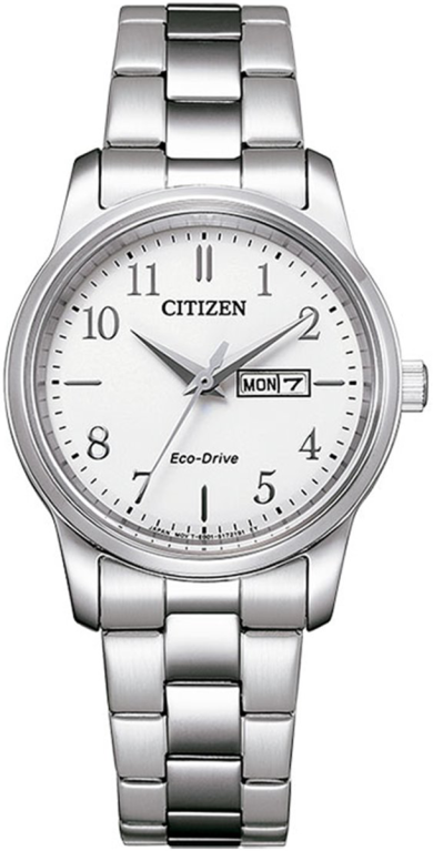 Citizen Eco Drive Day Date White Dial Stainless Steel Womens Watch EW3261 57A Citizen Ladies Watches TB Mitchell