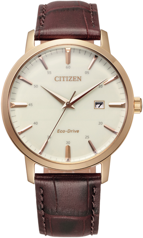 Citizen Eco-Drive White Dial Rose Gold Plated Mens Watch BM7463-12A