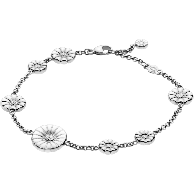Georg Jensen DAISY Sterling Silver & White Enamel Bracelet 3530960