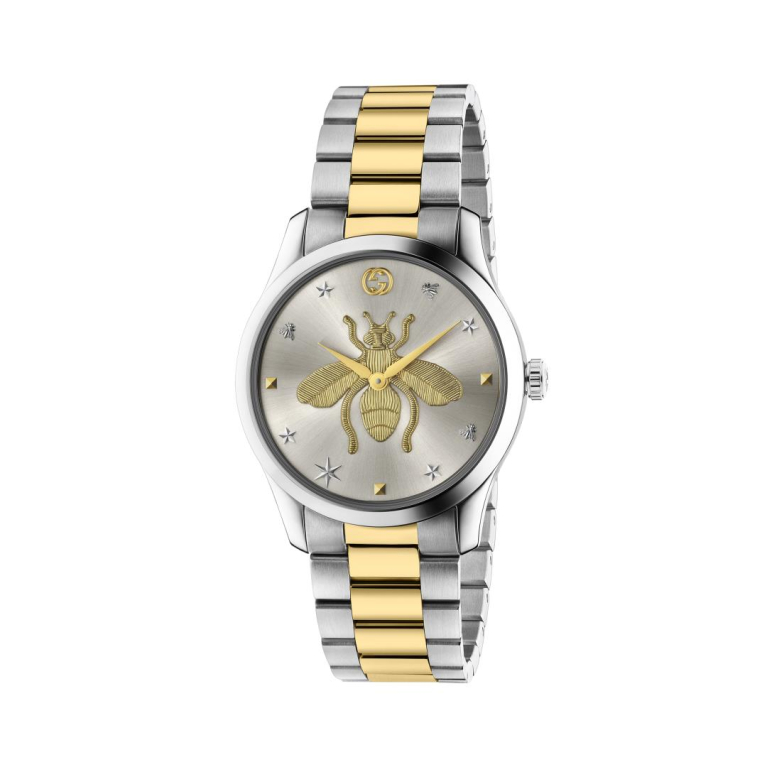 Gucci G-Timeless Iconic Bee Silver Dial Two Tone Unisex Quartz Watch YA1264131