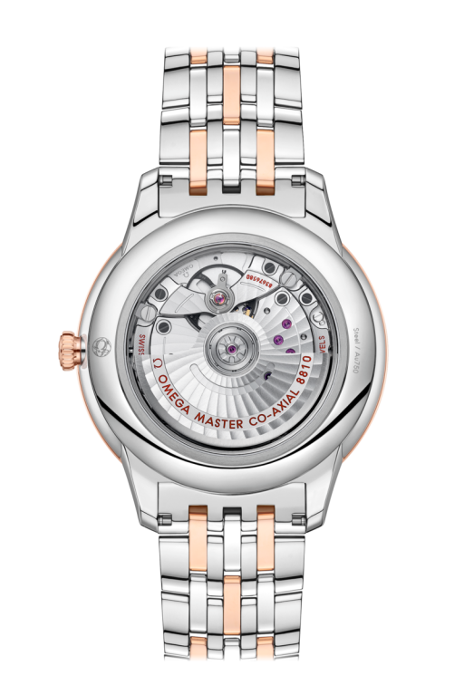 Omega De Ville Prestige Co-Axial Master Chronometer Power Reserve Silver/Linen Dial Two Tone Mens Watch 43420412109001