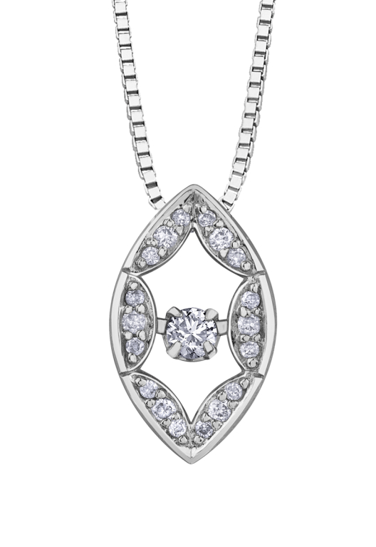 9ct Canadian White Gold Pulse Diamond Set Marquise Shape Pendant Necklace P4509WG/10C-10