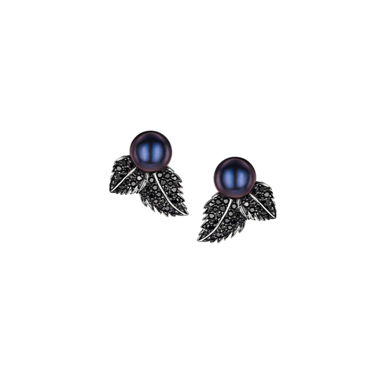 Shaun Leane Sterling Silver, Black Spinel & Black Pearl Blackthorn Stud Earrings BT012.SSBKEOS