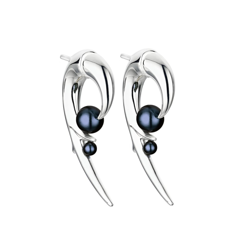 Shaun Leane Sterling Silver Hooked Pearl Earrings CB051.SSBKEOS