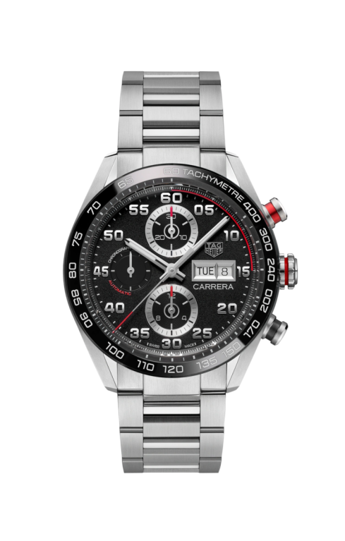 TAG Heuer Carrera Calibre 16 Black Dial Day-Date Stainless Steel Mens Chronograph Watch CBN2A1AA.BA0643