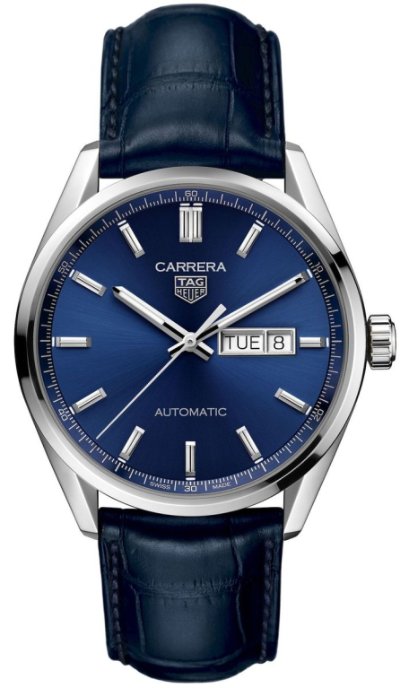 TAG Heuer Carrera Calibre 5 Blue Dial Day-Date Stainless Steel Mens Watch WBN2012.FC6502