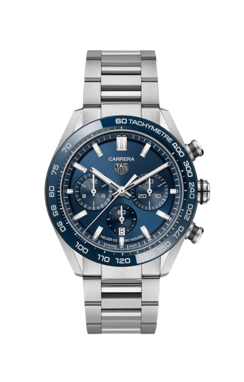 TAG Heuer Carrera Calibre HEUER 02 Blue Dial Stainless Steel Mens Chronograph Watch CBN2A1A.BA0643