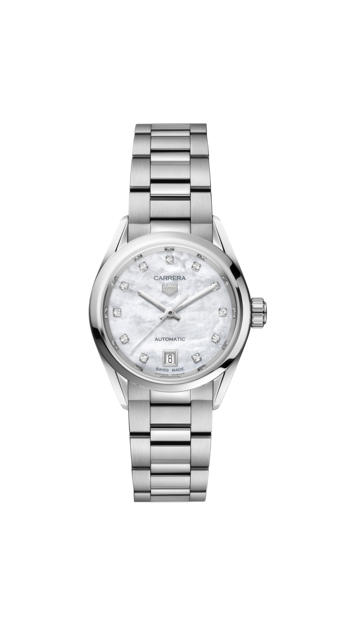 TAG Heuer Carrera Mother of Pearl Diamond Set Dial Stainless Steel Womens Watch WBN2412.BA0621