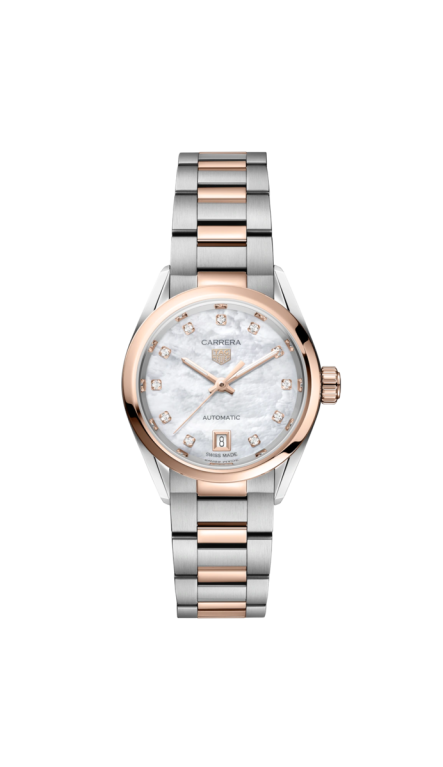 TAG Heuer Carrera Mother of Pearl Diamond Set Dial Two Tone Womens Watch WBN2450.BD0569