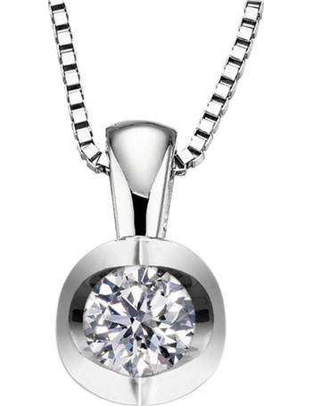 18ct White Gold 2 Claw Cup Setting 0.20ct Diamond Pendant Necklace