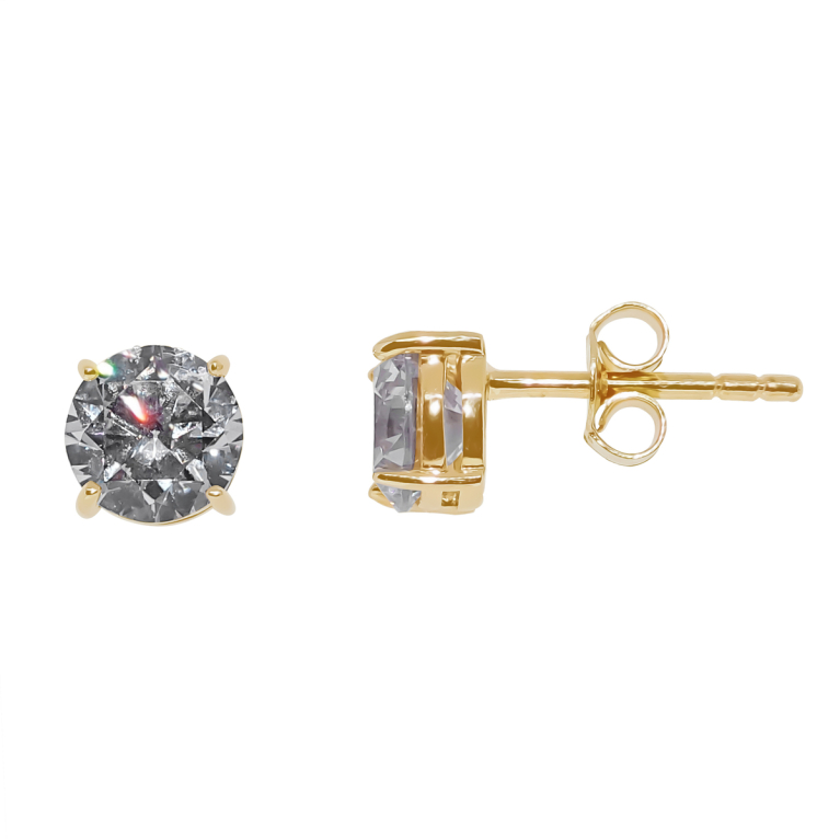 9ct Gold 4 Claw Set 6mm Cubic Zirconia Stud Earrings