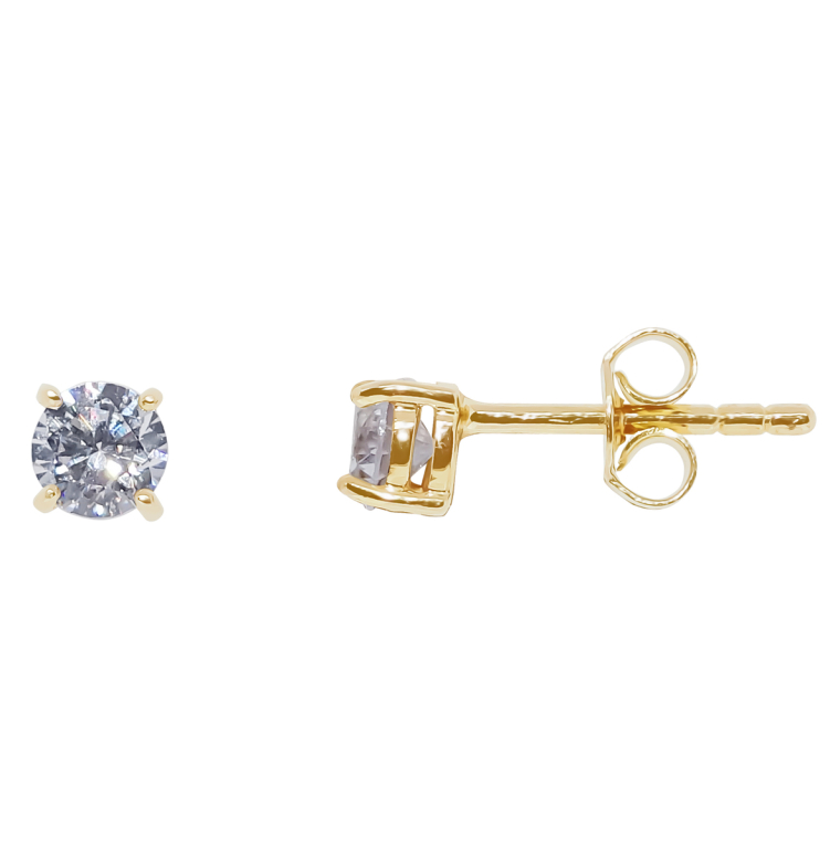 9ct Gold 4 Claw Set 4mm Cubic Zirconia Stud Earrings