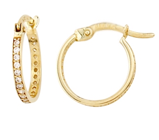 9ct Gold Cubic Zirconia Set Hoop Earrings