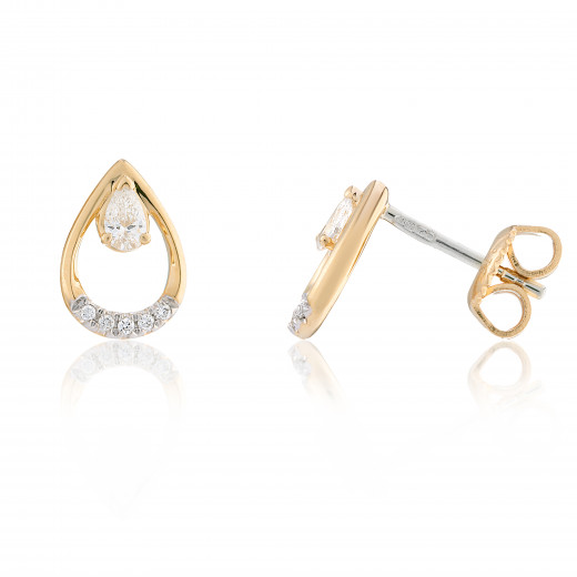 9ct Gold Diamond Set Teardrop Stud Earrings