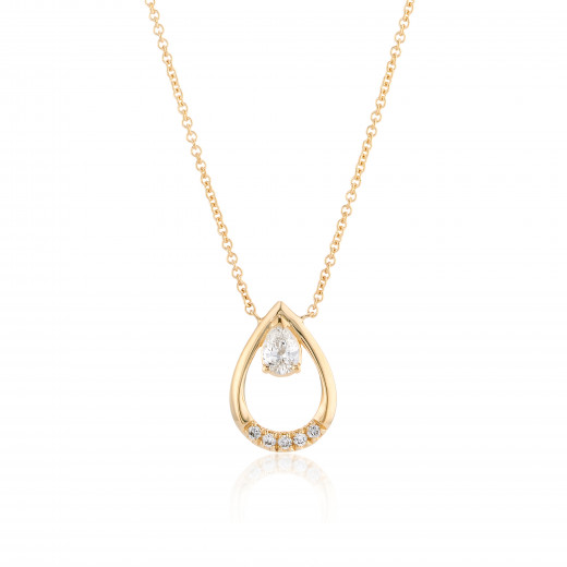 9ct Gold Diamond Teardrop Pendant Necklace