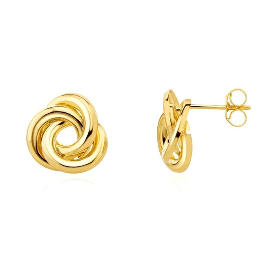 9ct Gold Flat Loop Knot Stud Earrings