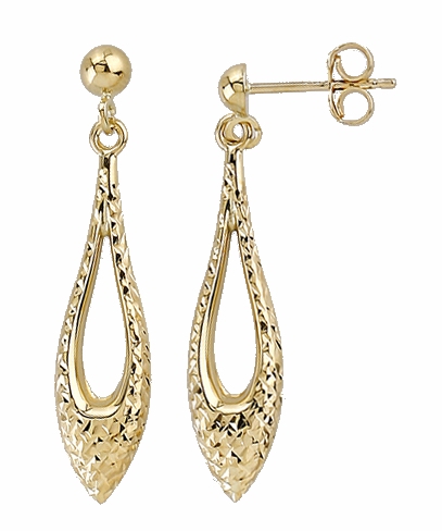 9ct Gold Open Diamond Cut Drop Earrings