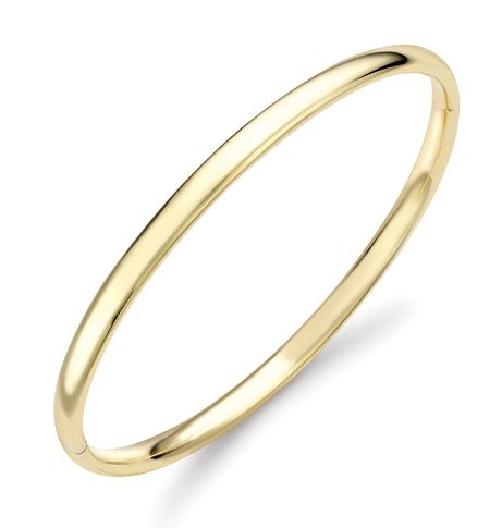 9ct Gold Oval D-Shape Hinged Solid Bangle