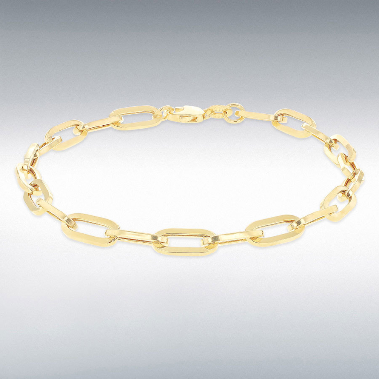 9ct Gold Oval Paper Chain Link Design Bracelet