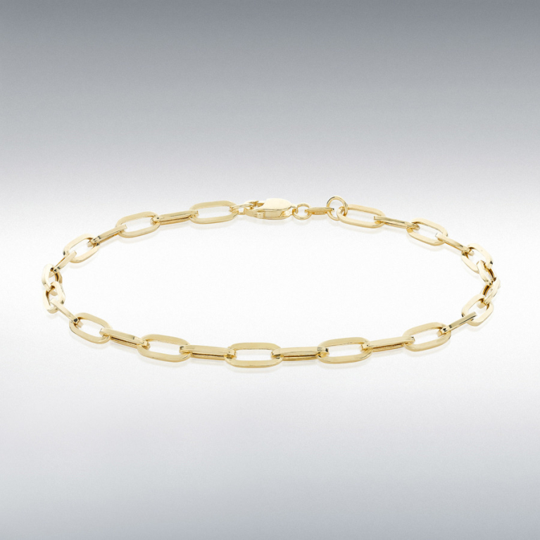 9ct Gold Oval Paper Chain Link Design Bracelet