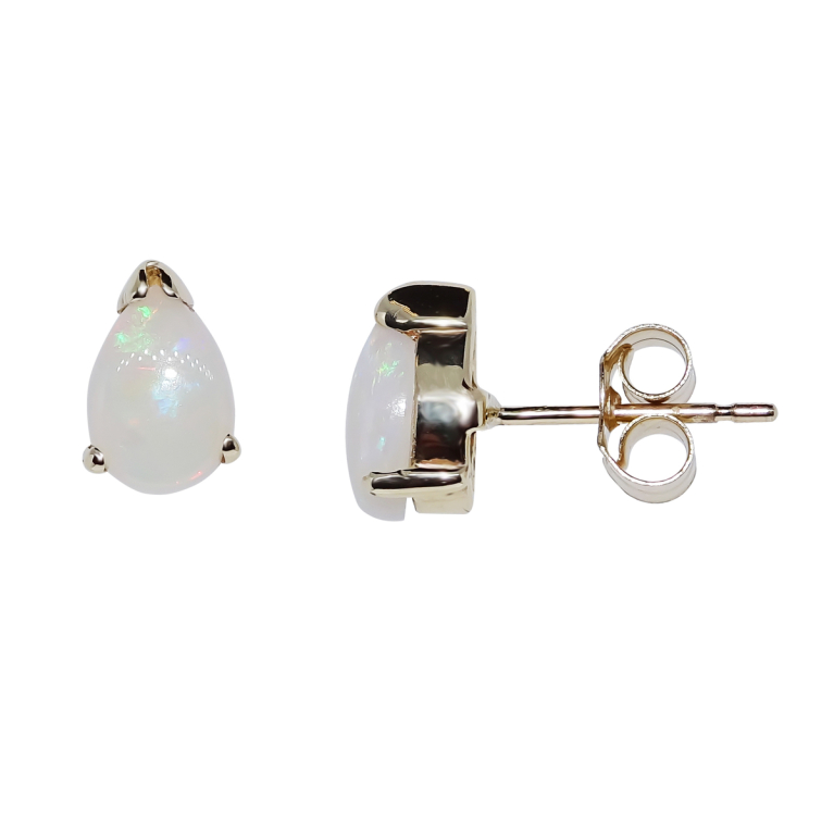 9ct Gold Pear-Shaped Opal Claw Set Stud Earrings