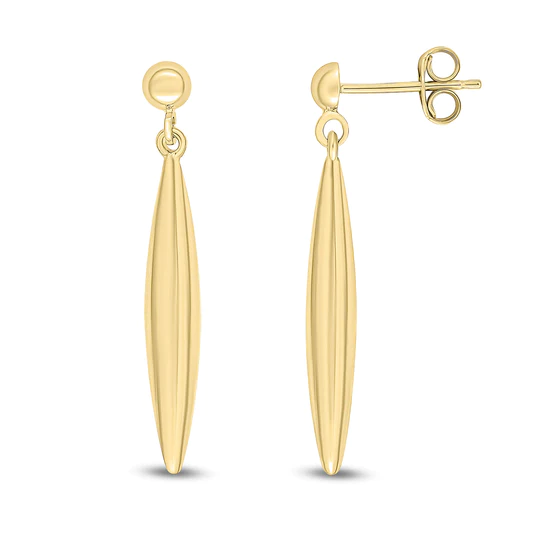 9ct Gold Polished Marquise Drop Earrings