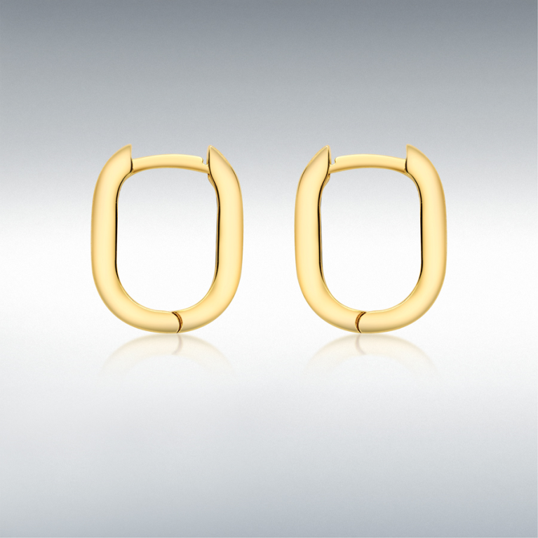 9ct Gold Polished Rectangular Huggie Hoop Earrings (Small)