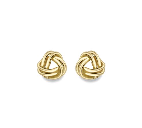 9ct Gold Polished Twin Tube Knot Stud Earrings