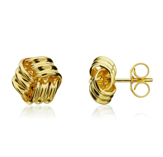 9ct Gold Ribbed Knot Stud Earrings